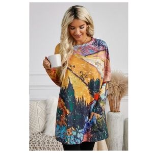 Long sleeve Tunic women unknown size probably 2XL With Two Side Pockets
